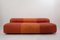 Modernes italienisches Mid-Century Sofa in Orange mit Fußhocker von Arflex, 1970er, 2er Set 4