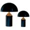 Lampes de Bureau Atollo Medium et Small Noires par Vico Magistretti pour Oluce, Set de 2 5