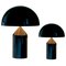 Atollo Medium and Small Black Table Lamps by Vico Magistretti for Oluce, Set of 2 1