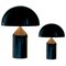 Atollo Medium and Small Black Table Lamps by Vico Magistretti for Oluce, Set of 2, Image 1