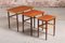 Mid-Century Danish Nesting Tables in Teak with Rattan Magazine Shelf 4