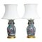Antique Chinese Table Lamps with Porcelain Base, Set of 2 1