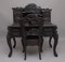 19th Century Highly Carved Japanese Desk and Chair, Set of 3, Image 11