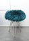 Mid-Century Tripod Fluffy Stool on Hairpin Legs, 1950s 1