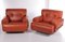 Set of Italian Leather Lounge Chairs, 1970s 1