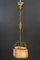 Art Deco Adjustable Pendant Lamp with Fabric Shade, 1920s 4