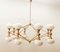 16 Light Brass Sputnik Chandelier with Oval Globes 16