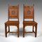 Antique English Victorian Oak Hall Chairs, Set of 2 2