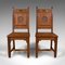 Antique English Victorian Oak Hall Chairs, Set of 2, Image 2