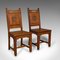 Antique English Victorian Oak Hall Chairs, Set of 2 1