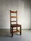 Brutalist Carved Wood Chairs with Leather Seat, Set of 6 2