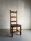 Brutalist Carved Wood Chairs with Leather Seat, Set of 6, Image 2