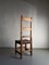 Brutalist Carved Wood Chairs with Leather Seat, Set of 6 6