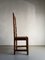 Brutalist Carved Wood Chairs with Leather Seat, Set of 6, Image 8
