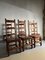 Brutalist Carved Wood Chairs with Leather Seat, Set of 6, Image 11