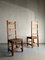 Brutalistische Stühle aus geschnitztem Holz mit Ledersitz, 6er Set 1