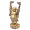 Patinated Wooden Buddha Sculpture in Gilt Color 1