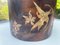Japanese Cylindrical Box in Brown Lacquer Paint with Flower Decoration 3