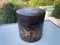 Japanese Cylindrical Box in Brown Lacquer Paint with Flower Decoration 2