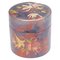Japanese Cylindrical Box in Brown Lacquer Paint with Flower Decoration 1