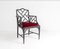 Chinesischer Chippendale Stil Stuhl aus Ebonisiertem Kunstbambus mit Rotem Samt Sitz 1