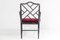 Chaise Style Chippendale en Faux Bambou Noirci avec Siège en Velours Rouge 9