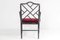 Chinese Chippendale Style Chair in Ebonised Faux Bamboo with Red Velvet Seat, Image 9