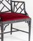 Chaise Style Chippendale en Faux Bambou Noirci avec Siège en Velours Rouge 7