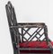 Chaise Style Chippendale en Faux Bambou Noirci avec Siège en Velours Rouge 10