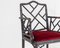 Chinese Chippendale Style Chair in Ebonised Faux Bamboo with Red Velvet Seat 5