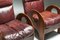 Arcata Easy Chairs by Gae Aulenti, Walnut and Burgundy Leather, 1968 From Poltronova, Set of 2, Image 8