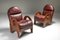 Arcata Easy Chairs by Gae Aulenti, Walnut and Burgundy Leather, 1968 From Poltronova, Set of 2, Image 2