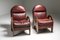 Arcata Easy Chairs by Gae Aulenti, Walnut and Burgundy Leather, 1968 From Poltronova, Set of 2 5