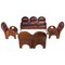 Walnut and Leather Arcata Living Room Set by Gae Aulenti for Poltronova, 1968, Set of 4 1