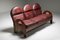 Walnut and Burgundy Leather Arcata 3-Seater Sofa by Gae Aulenti for Poltronova, 1968 2