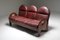 Walnuss und Burgunderrotes Leder Arcata 3-Sitzer Sofa von Gae Aulenti für Poltronova, 1968 7
