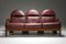 Walnuss und Burgunderrotes Leder Arcata 3-Sitzer Sofa von Gae Aulenti für Poltronova, 1968 3