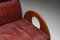 Walnuss und Burgunderrotes Leder Arcata 3-Sitzer Sofa von Gae Aulenti für Poltronova, 1968 10