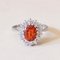Vintage 14k White Gold Daisy Ring with Fire Opal, 1970s 1