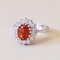 Vintage 14k White Gold Daisy Ring with Fire Opal, 1970s 3