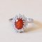 Vintage 14k White Gold Daisy Ring with Fire Opal, 1970s 2