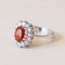 Vintage 14k White Gold Daisy Ring with Fire Opal, 1970s 5