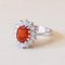 Vintage 14k White Gold Daisy Ring with Fire Opal, 1970s 4