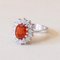 Vintage 14k White Gold Daisy Ring with Fire Opal, 1970s, Image 4