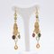 18k Yellow Gold Earrings with Colored Quartz, 1980s, Set of 2 3