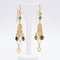 18k Yellow Gold Earrings with Colored Quartz, 1980s, Set of 2 1