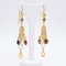 Boucles d'Oreilles en Or Jaune 18k avec Quartz Coloré, 1980s, Set de 2 1