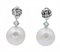 Aretes colgantes de platino con perlas blancas, aguamarina y diamantes. Juego de 2, Imagen 3