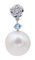 Platinum Dangle Earrings with White Pearls, Aquamarine and Diamonds, Set of 2 2