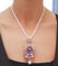 14 Karat Rose Gold and Silver Pendant Necklace with Pearls, Amethyst, Emeralds and Diamonds, Image 6